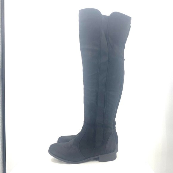Boohoo Shoes - Boohoo Black Over Knee Boots Faux Suede Microfiber US Size 9